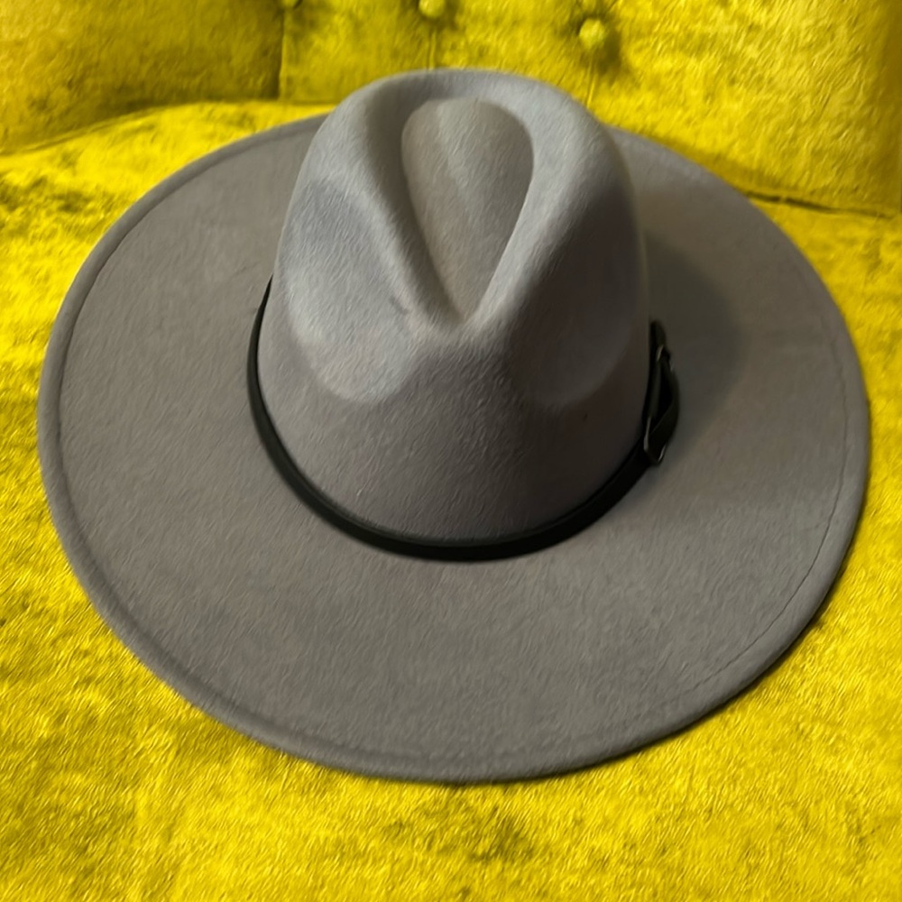 Gray brim hat